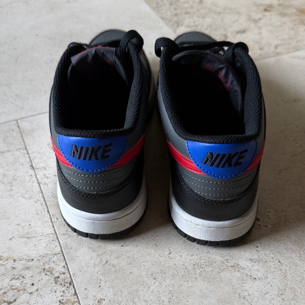 Nike Dunk Lows - Black and Gray with Red and Blue Accents 6.5Y - Picture 4 of 6
